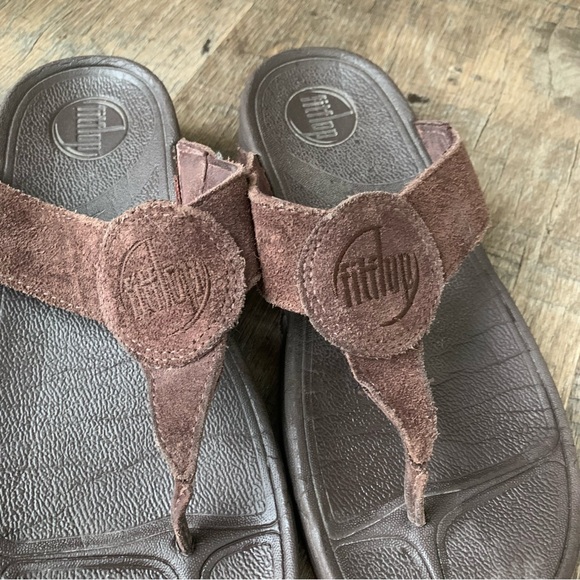 FitFlop Womens Oasis Thong Style Sandals Brown Micro Wobble Board - Picture 3 of 6